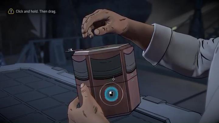 Podejdź do pudełka z zagadką i spróbuj je otworzyć - Rozdział 2 - New Game in Town | Epizod 1 - The Enigma - Batman: The Telltale Series - The Enemy Within - poradnik do gry