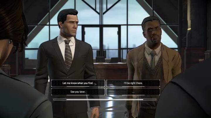 Gdy kobieta odejdzie, Lucius zapyta, czy nie chcesz powiedzieć jego córce o sprawach związanych z batmanem - Rozdział 3 - Goodbye, Old Friend | Epizod 1 - The Enigma - Batman: The Telltale Series - The Enemy Within - poradnik do gry