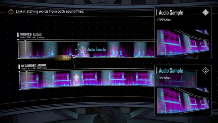 Teraz musisz połączyć pliki audio - łącz poszczególne wyrazy ze sobą - Rozdział 6 - Riddle Me This | Epizod 1 - The Enigma - Batman: The Telltale Series - The Enemy Within - poradnik do gry