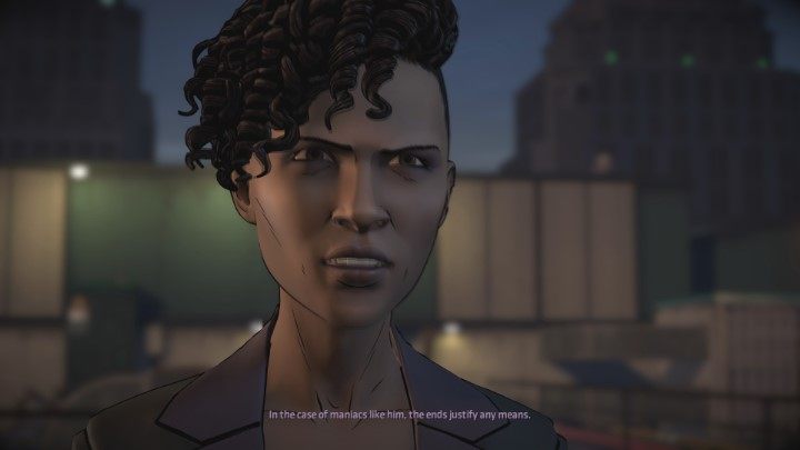 Drugi ważny wybór będziesz musiał podjąć podczas rozmowy z Tiffany w końcowej fazie rozgrywki - Ważne wybory w Batman Same Stitch - Villain Joker - Batman: The Telltale Series - The Enemy Within - poradnik do gry