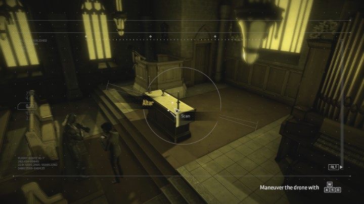 Po chwili uzyskasz sterowanie nad dronem - musisz znaleźć miejsce, w którym prawdopodobnie znajduje się bomba - Defender - Solucja Batman Same Stitch - Villain Joker - Batman: The Telltale Series - The Enemy Within - poradnik do gry