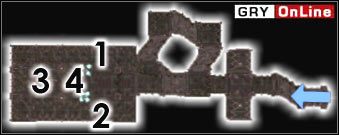 Zanim wejdziesz do środka, będziesz musiał pokonać kilku przeciwników - dwoje wrogów zależnych od poziomu (Młokosa, Postrach Klanów, Atronacha, Dremorę, Żarłacza, Złotą Święta, Skrzydlaty Mrok lub Daedrotha) oraz dwoje orków (bezsensownie wyekwipowani - oboje noszą orkowe pancerze, ale żadne z nich - Pozostałe miejsca | ŚWIAT - Andasreth | The Elder Scrolls III: Morrowind - The Elder Scrolls III: Morrowind - poradnik do gry