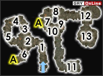 W pierwszej części jaskini spotkasz samych przeciwników - Wojownik Kwama, Zwiadowca Kwama lub Robotnik Kwama będzie w [1], [2], [3], [4], [5] i [6] - Pozostałe miejsca | ŚWIAT - Dagon Fel | The Elder Scrolls III: Morrowind - The Elder Scrolls III: Morrowind - poradnik do gry