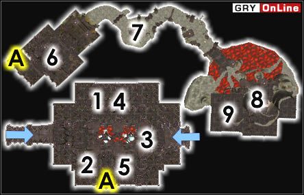 Jeśli wszedłeś z góry, to a [1] i [2] czeka na ciebie jeden z przeciwników: Dremora, Daedroth, Książę Dremor - Pozostałe miejsca | ŚWIAT - Suran | TES III Morrowind - The Elder Scrolls III: Morrowind - poradnik do gry