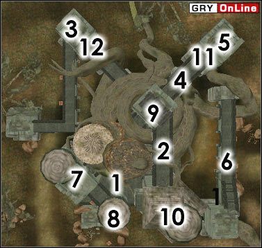 Na górze i na dole: w [1] i [4] stoją Tlevańscy Strażnicy, w [3], [5] i [6] - Telvańscy Strzelcy, a w [2] - Esar-Don Dunsamsi - Tel Vos | ŚWIAT - Vos | TES III Morrowind - The Elder Scrolls III: Morrowind - poradnik do gry