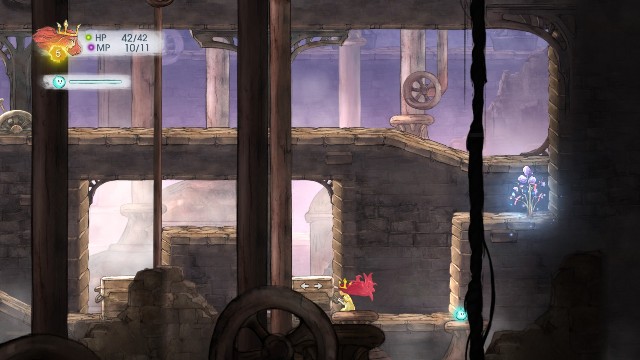 Przedmiot ten musisz przenieść na sam dół i popchnąć w prawo, aby móc iść dalej - Rozdział 2 - The Queen of Light | Opis przejścia | Child of Light - Child of Light - poradnik do gry