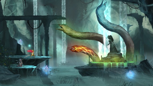 Gdy przejdziesz przez drzwi znajdziesz się w kolejnym miejscu tej lokacji - Rozdział 4 - The Deep Dark Wellt | Opis przejścia | Child of Light - Child of Light - poradnik do gry