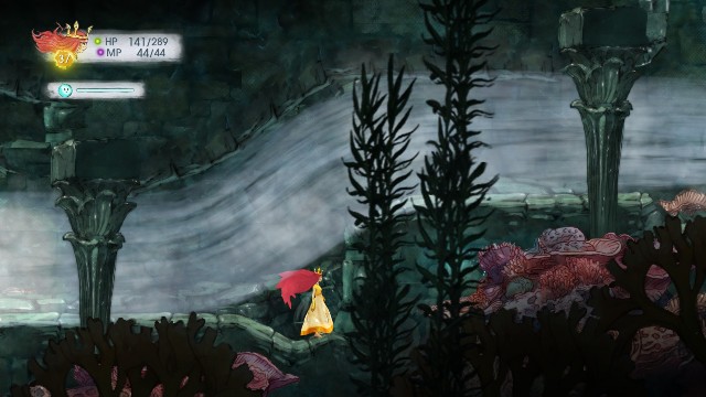 Lecąc w prawo od początku lokacji zobaczysz kilka domków - Rozdział 9 - The Piscean and the Ogre | Opis przejścia | Child of Light - Child of Light - poradnik do gry