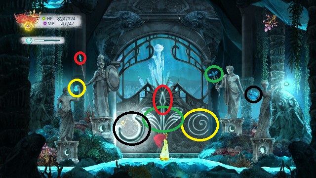 Musisz za pomocą Igniculusa kierować światło na odpowiednie znaki - Rozdział 10 - The Lowest of the Low | Opis przejścia | Child of Light - Child of Light - poradnik do gry