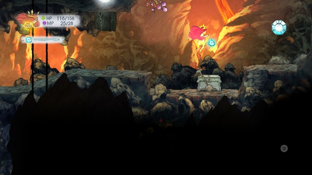 W skrzyni znajduje się Rough Tourmaline, a kamień zawiera Rough Ruby - Rozdział 5 | Sekrety i znajdźki | Child of Light - Child of Light - poradnik do gry