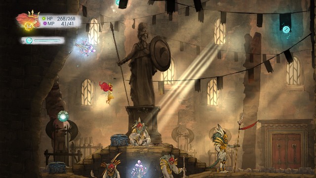 Kamień zawiera Tourmaline, skrzynia po lewej Tumbled Sapphire, a po prawej Potent Healing Tonic - Rozdział 8 | Sekrety i znajdźki | Child of Light - Child of Light - poradnik do gry