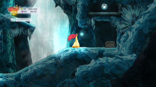 Z kamienia wypada Rough Ametyst, a w skrzyni jest Tumbled Sapphire - Rozdział 10 | Sekrety i znajdźki | Child of Light - Child of Light - poradnik do gry