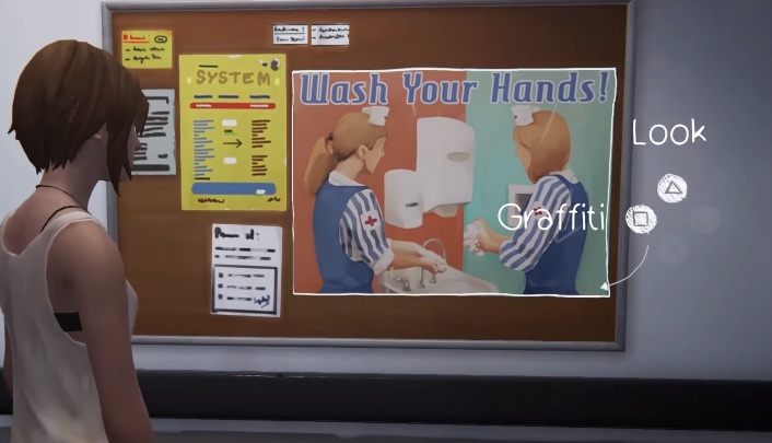 W szpitalu na ścianie wisi plakat, który możesz ozdobić - Wszystkie graffiti Epizod 3 Hell Is Empty Life Is Strange Before the Storm - Life Is Strange: Before the Storm - poradnik do gry