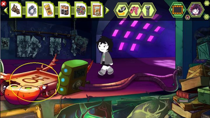 Wejdź tam po schodach na górę i kliknij na ten panel zaznaczony na screenie na żółto - Zakończenie | Opis przejścia - Akt 1 | Hiveswap - Hiveswap - poradnik do gry