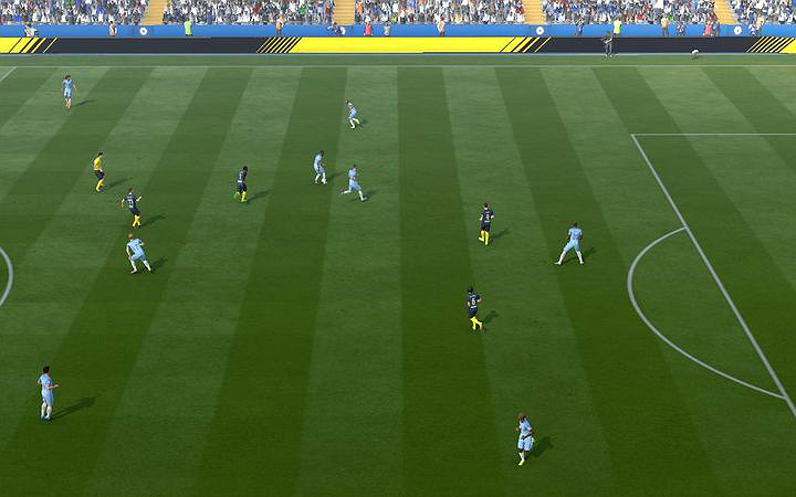 Pressing na połowie przeciwnika przydaje się w momencie gdy zależy nam na czasie, a wynik spotkania wskazuje na zwycięstwo drużyny przeciwnej - Zaawansowane zagrania obronne cz. 1 | Obrona | FIFA 18 - FIFA 18 - poradnik do gry