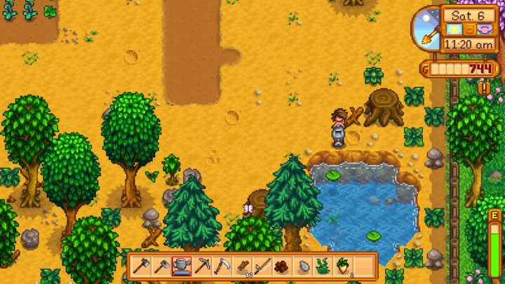 Nim wybudujesz studnię, to staw będzie twoim głównym źródłem wody. - Jak najlepiej zacząć pierwszy dzień w Stardew Valley | Szybki start - Stardew Valley - poradnik do gry