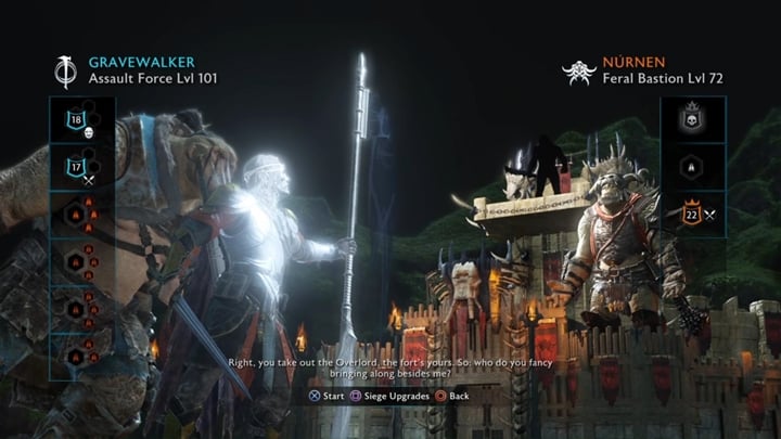 Wybierz sojuszników, którzy pójdą z tobą na szturm i zakup ulepszenia. - Śródziemie Cień Wojny: Nurnen - solucja - Śródziemie: Cień Wojny - poradnik do gry 