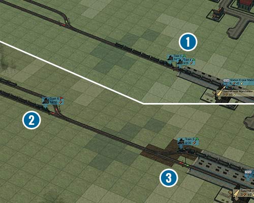 Sygnalizator dwukierunkowy przy stacji (1) w systemie mijanek to kiepski pomysł - Jak dobrze łączyć stacje? | Podstawy rozgrywki | Mashinky - Mashinky - poradnik do gry