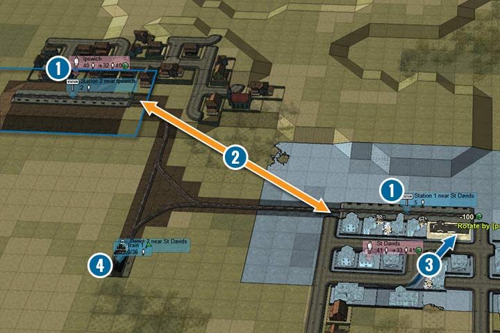 Obie stacje mają w zasięgu spora liczbę budynków, a po zbudowaniu ulepszeń liczba to znacząco się zwiększy. - Jak szybko zarobić? | Szybki na start | Mashinky - Mashinky - poradnik do gry