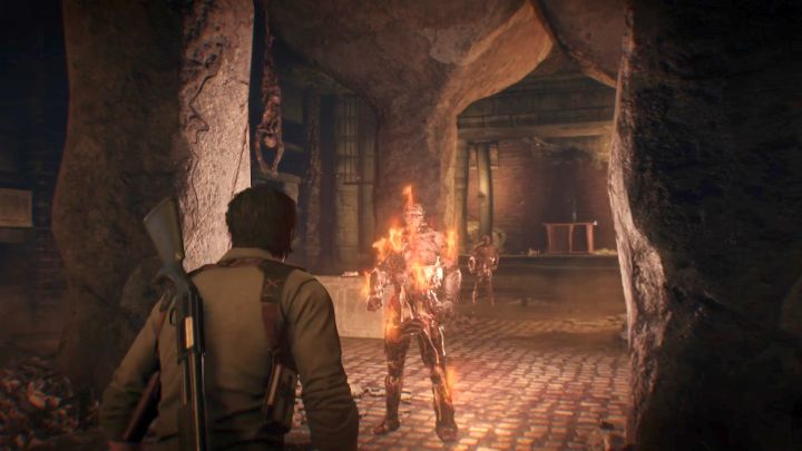 Płonący wrogowie wyglądają groźnie, nie stanowią jednak zbyt wielkiego zagrożenia. - Rozdział 9 - Kolejne zło | Opis przejścia Evil Within 2 - Evil Within 2 - poradnik do gry