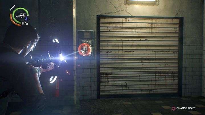 Drzwi, które trzeba otworzyć przy pomocy Elektrycznego Bełta. - Rozdział 11 - Ponowne połaczenie | Opis przejścia Evil Within 2 - Evil Within 2 - poradnik do gry