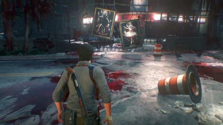 By zakończyć rozdział, wystarczy wejść w interakcję z tymi malowidłami. - Rozdział 6 - Łowy | Opis przejścia Evil Within 2 - Evil Within 2 - poradnik do gry