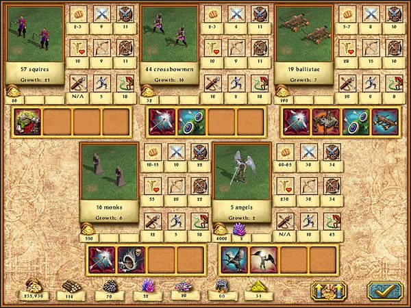 Kupowanie nowych pomocników jest przyjemnym zajęciem, o ile posiadasz odpowiednią ilość funduszy - Tworzenie armii - Czy jakość przewyższa ilość? - Heroes of Might & Magic IV: Winds of War - poradnik do gry