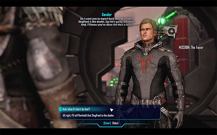 Xander może nakazać bohaterowi wytypowanie Siegfrieda jako handlarza Elexem - Pod wpływem substancji | Ignadon | Zadania poboczne | Solucja Elex - Elex - poradnik do gry