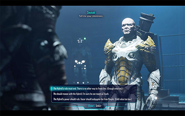 W zależności od odpowiedzi zyskasz sojuszników lub staniesz się wrogiem dla separatystów - Sprawdzian separatystów | Sekret hybrydy | Zadania główne Elex - Elex - poradnik do gry