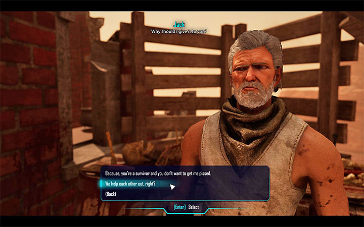 Zastrasz Jacka lub poproś go o oddanie broni jeśli wcześniej podarowałeś mu piwo - Cięzka strata | Tavar | Zadania poboczne | Solucja Elex - Elex - poradnik do gry