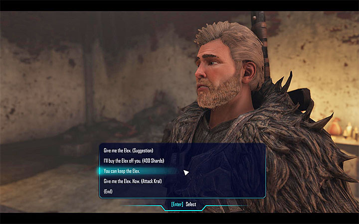 Jeśli wysłuchasz opowieści Krala to możesz wybrać jak chcesz w pokojowy sposób zaliczyć quest - Elex do świątyni many | Edan | Zadania poboczne | Solucja Elex - Elex - poradnik do gry