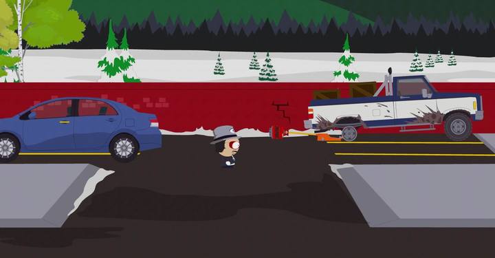 Opuść podnośnik, by zrzucić butlę z samochodu - Łamigłówki - sekrety w South Park Fractured But Whole - South Park: The Fractured But Whole - poradnik do gry