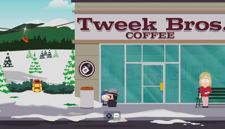 Craig stoi przed kawiarnią, lecz dopiero po postępach w fabule - Miłosny terapeuta, Wojny terapeutyczne | Zadania poboczne - South Park: The Fractured But Whole - poradnik do gry