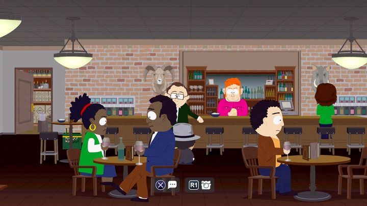 Przekaż wizytówki wszystkim mężczyznom siedzącym w barze - Superbohater Marketingu, Wielkie mordobicie | Zadania poboczne - South Park: The Fractured But Whole - poradnik do gry