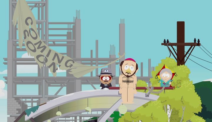 Gerald Broflovski siedzący nad domem Kennyego - Za Cyckopolis | Zadania poboczne w South Park The Fractured But Whole - South Park: The Fractured But Whole - poradnik do gry