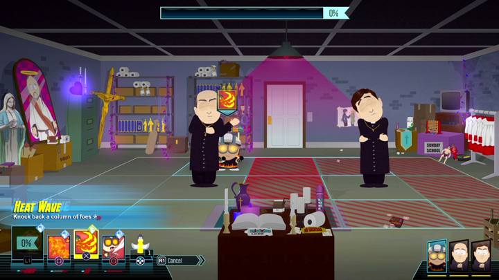 W kościele zmierzysz się w samodzielnym starciu z księżmi, unikaj ich ataków - Pogadanka, Dotyk Wiary, Zaklinacz burrito | Opis przejścia - Zadania główne - South Park: The Fractured But Whole - poradnik do gry