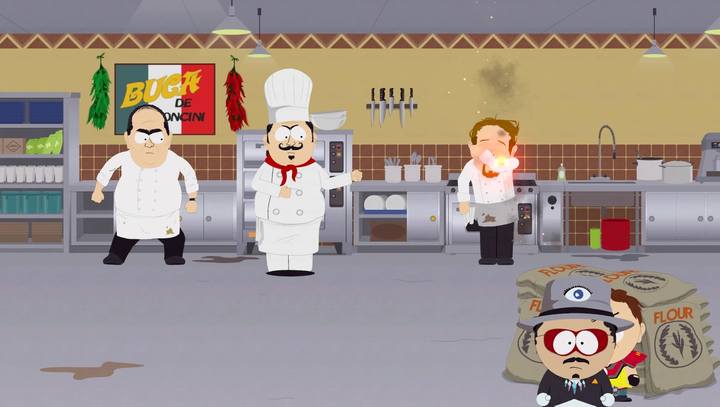 Spróbuj podpalić jednego z kucharzy, potem postaraj się wyeliminować szefa kuchni - W brzuchu bestii | Opis przejścia - Zadania główne w South Park - South Park: The Fractured But Whole - poradnik do gry