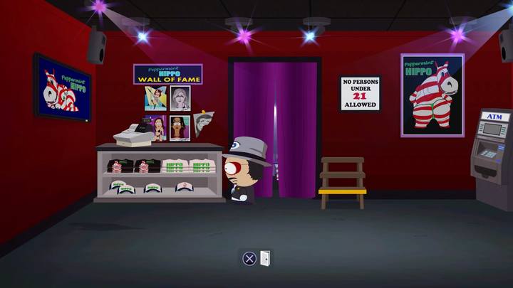 Kolejny obrazek do nalepienia, tym razem przy wejściu do klubu - Rozwieszanie zdjęć | Zadania poboczne w South Park The Fractured But Whole - South Park: The Fractured But Whole - poradnik do gry