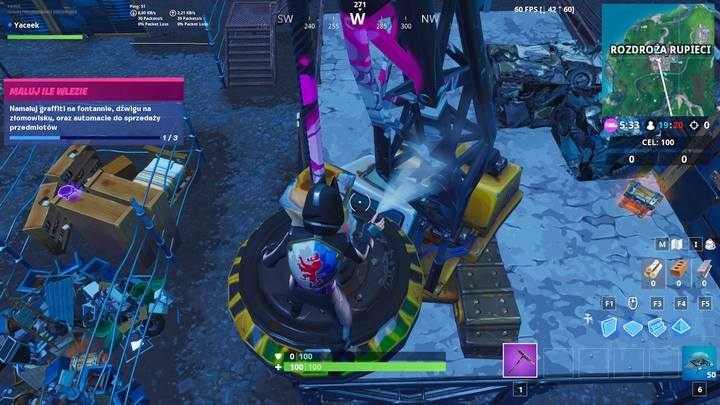 Drugim obiektem jest dźwig na złomowisku - Namaluj graffiti na fontannie, dźwigu oraz automacie | Wyzwanie sezonu 10 - Fortnite: Battle Royale - poradnik do gry