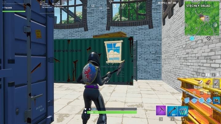 Drugi kontener znajduje się w samej fabryce, czyli niedaleko miejsca, w którym znalazłeś pierwszą skrzynkę - Przeszukaj skrzynie w kontenerach z oknami | Wyzwanie sezonu 10 Fortnite - Fortnite: Battle Royale - poradnik do gry