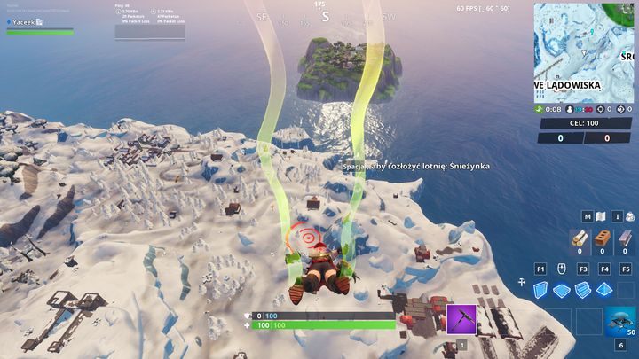 Druga tarcza znajduje się niedaleko Lodowych Lądowisk, a więc w południowo-zachodniej części mapy - Wyląduj w różnych środkach tarcz | Wyzwanie sezonu 10 Fortnite - Fortnite: Battle Royale - poradnik do gry