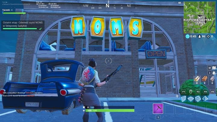 Ostatnim krokiem po odnalezieniu wszystkich liter jest dotarcie do Sklepowej Sadyby i odwiedzenie sklepu z napisem NOMS - Wyzwanie - Przeszukaj litery NOMS | Wyzwania Fortnite Battle Royale - Fortnite: Battle Royale - poradnik do gry
