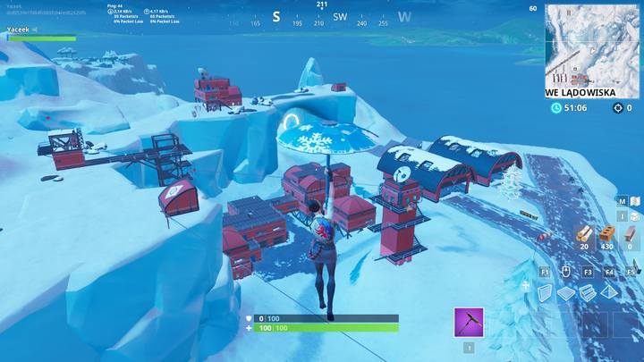 Trzecia wieża - kontroli lotów, znajduje się w Lodowych Lądowiskach, w jej północno-wschodniej części - Wyzwanie - Zatańcz na wieżach - Fortnite: Battle Royale - poradnik do gry