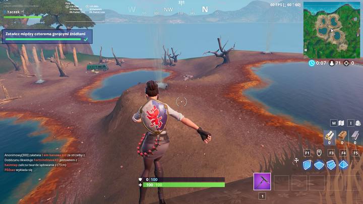 Trzecia, a zarazem ostatnia część dotyczy gorących źródeł znajdujących się w północnej części mapy - Wyzwania Fortnite - Zatańcz między trzema lodowymi rzeźbami - Fortnite: Battle Royale - poradnik do gry