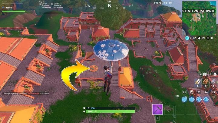 Zegar w Słonecznych Stopniach znajduje się w centrum lokacji. - Odwiedź różne zegary | Wyzwanie w Fortnite - Fortnite: Battle Royale - poradnik do gry