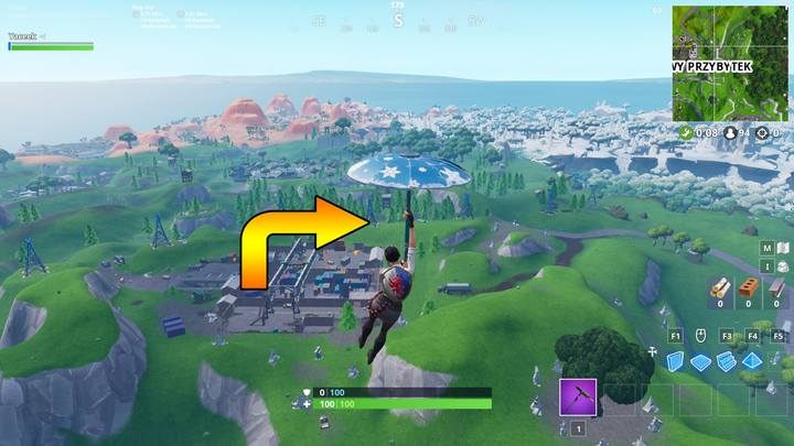 Dziewiąty balon ukryty został na jednym ze słupów linii wysokiego napięcia, niedaleko miejscówki z kontenerami - Wyzwanie - Przekłuj 10 złotych balonów - Fortnite: Battle Royale - poradnik do gry