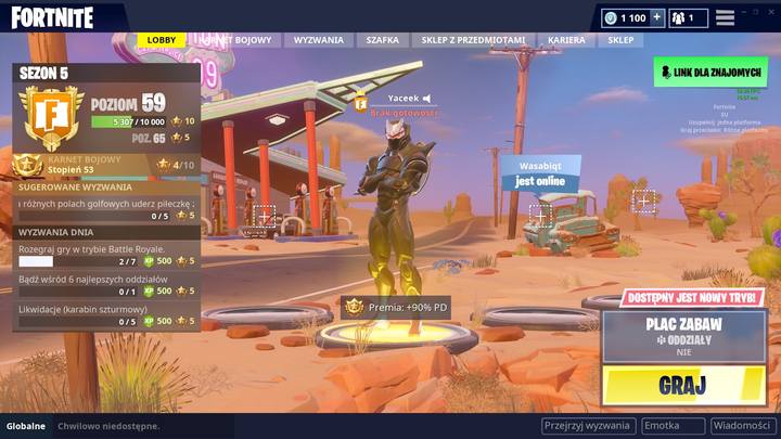 Ekran wyboru w Fortnite: Battle Royale. - Podstawy rozgrywki i porady do Fortnite Battle Royale - Fortnite: Battle Royale - poradnik do gry