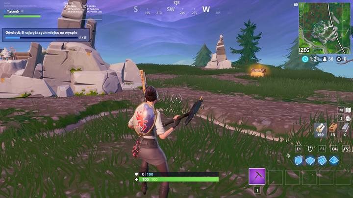 Drugi znak (111m) znajduje się na szczycie góry obok Butnego Brzegu - Wyzwanie - Odwiedź 5 najwyższych miejsc w Fortnite BR - Fortnite: Battle Royale - poradnik do gry