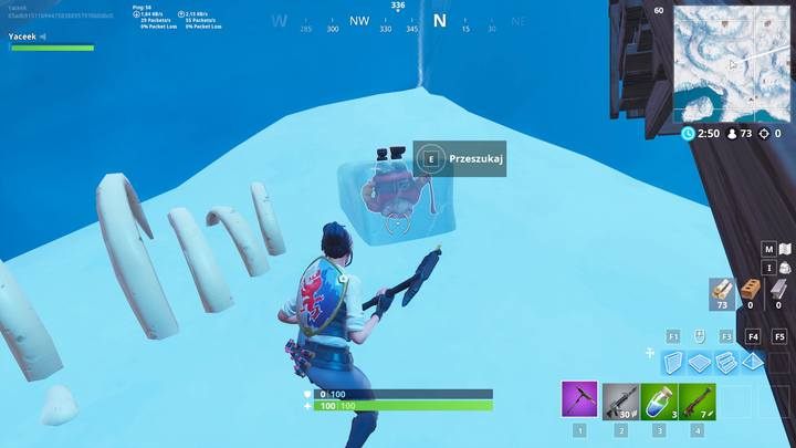 Siódmy, a zarazem ostatni gnom ukryty został w jaskini, na zachód od Sielskiego Sioła i południe od Lodowych Lądowisk - Wyzwanie Fortnite - Przeszukaj zimne gnomy - Fortnite: Battle Royale - poradnik do gry