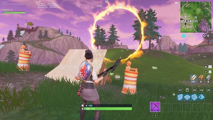 Wyzwanie jest dużo łatwiejsze podczas korzystania z Tarana. - Wyzwanie - Przeskocz przez płonące obręcze wózkiem sklepowym lub TWG - Fortnite: Battle Royale - poradnik do gry